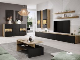 Ensemble de salon Serodeu 104 (Chêne Artisan + Noir mat)