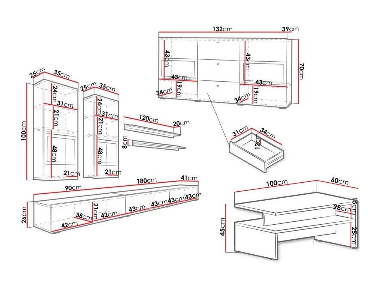 Ensemble de salon Serodeu 104 (Béton foncé)
