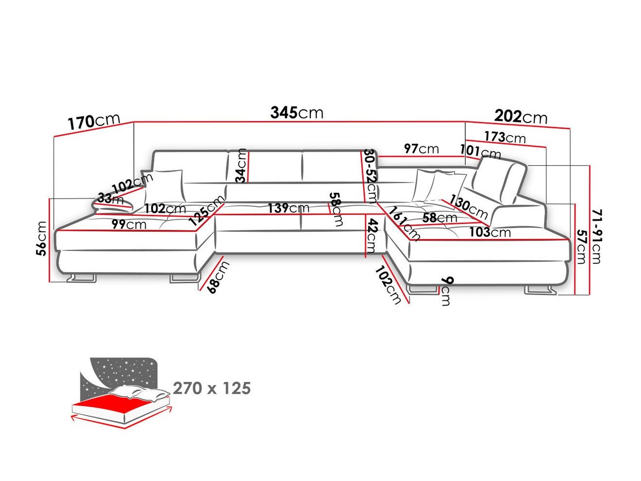 Canapé d'angle Comfivo Ruta IV (Magic Velvet 2217 + Magic Velvet 2219)
