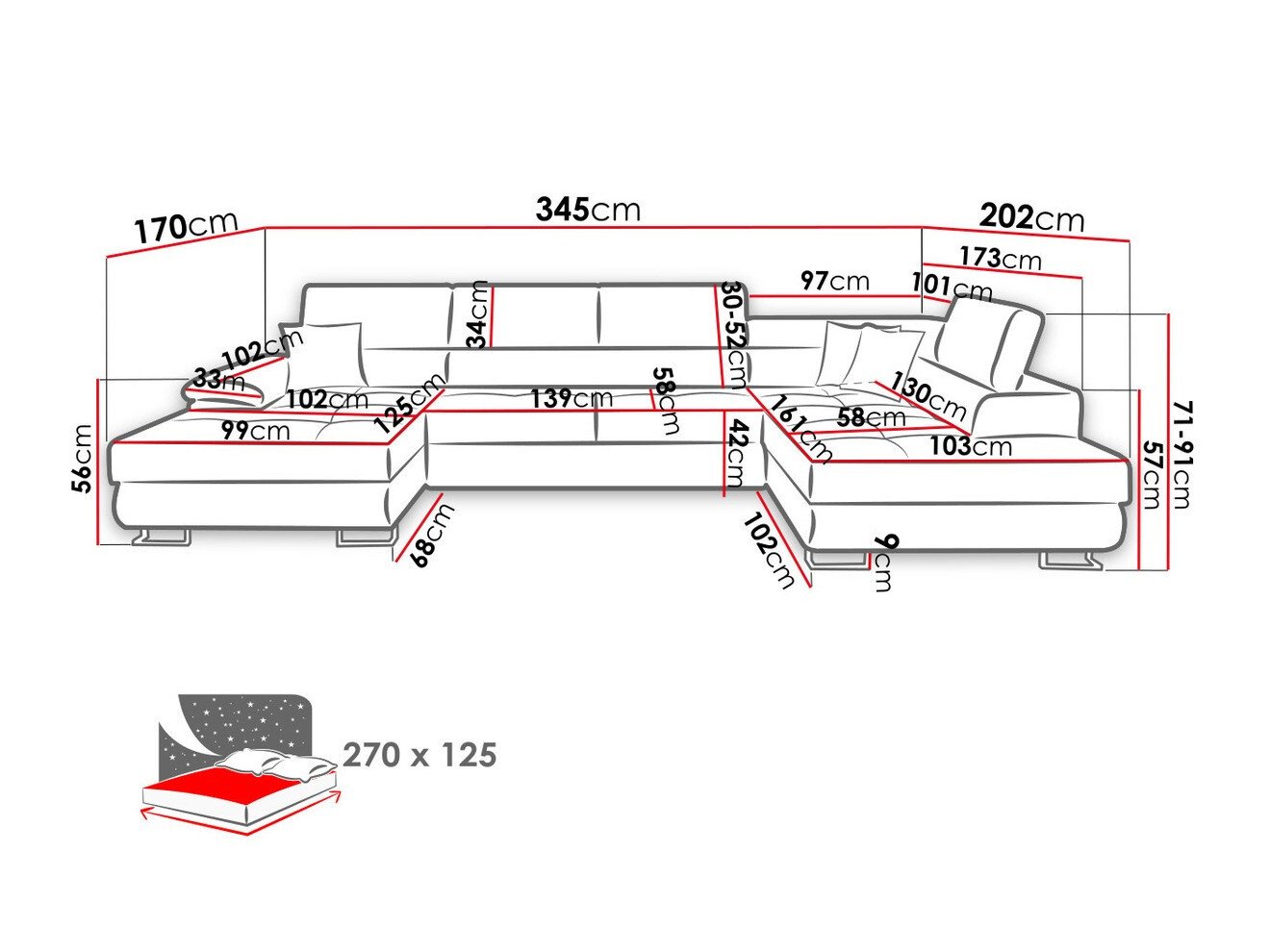 Canapé d'angle Comfivo Ruta IV (Soft 011 + Lux 06 + Soft 011)