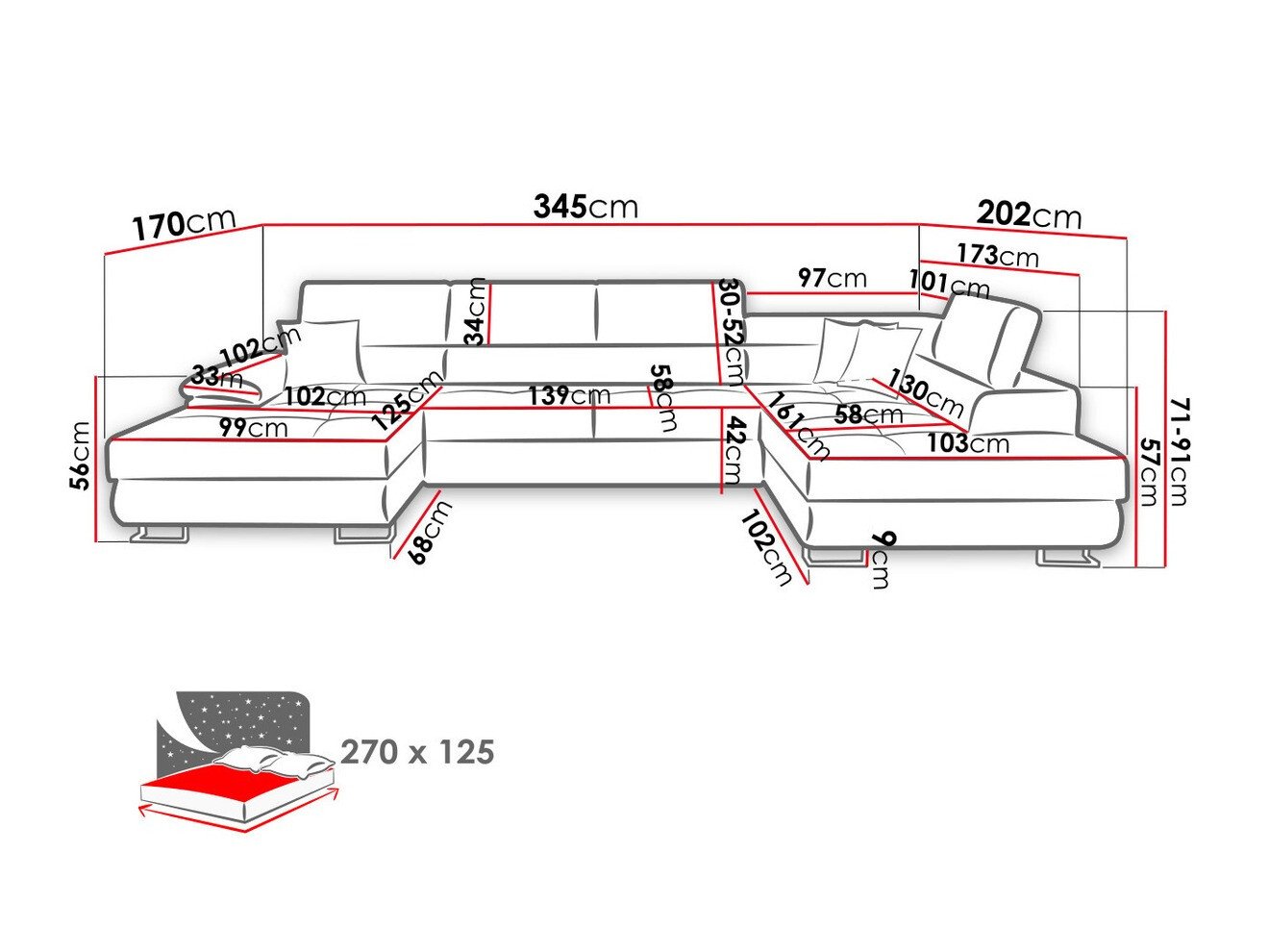 Canapé d'angle Comfivo Ruta IV (Soft 017 + Lux 06 + Soft 017)