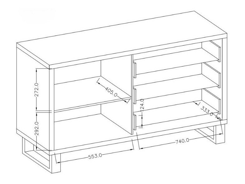 Commode Avicavu 109 (Chêne wotan + Noir)