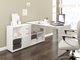 Bureau d'angle Gilroy 113 (Blanc + Blanc brillant)