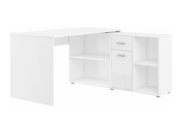 Bureau d'angle Gilroy 113 (Blanc + Blanc brillant)