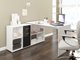 Bureau d'angle Gilroy 113 (Blanc + Noir brillant)