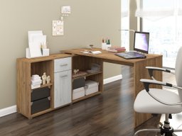 Bureau d'angle Gilroy 113 (Craft chêne + Artisanat blanc)