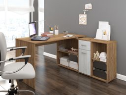 Bureau d'angle Gilroy 113 (Craft chêne + Artisanat blanc)