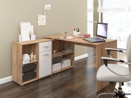 Bureau d'angle Gilroy 113 (Sonoma chêne + Blanc brillant)