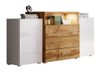 Commode Sarasota 127 (Blanc + Blanc brillant + Chêne wotan)