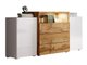 Commode Sarasota 127 (Blanc + Blanc brillant + Chêne wotan)