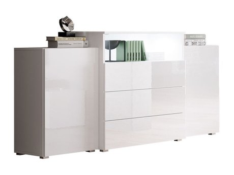 Commode Sarasota 127 (Blanc + Blanc brillant)