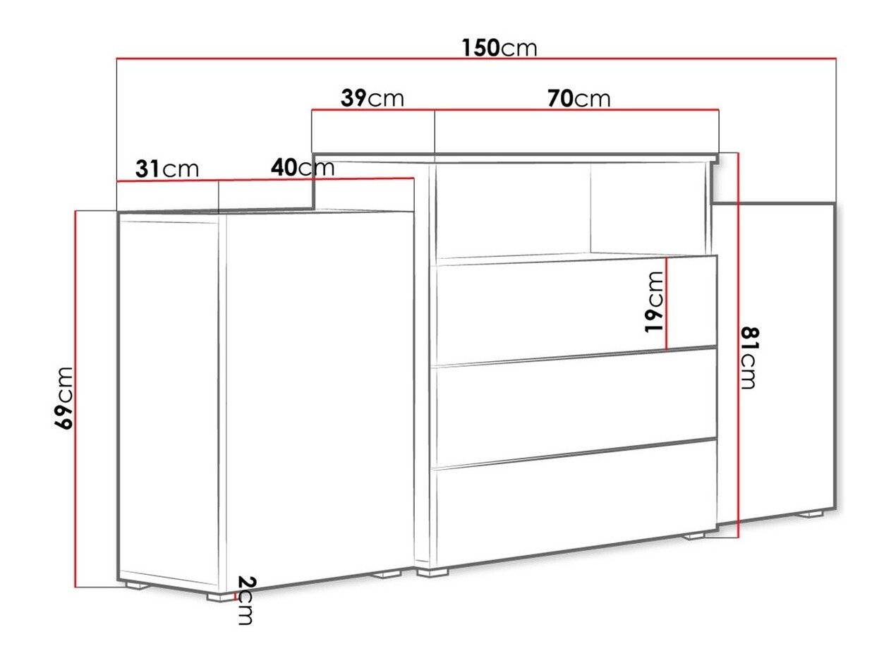 Commode Sarasota 127 (Blanc + Blanc brillant)