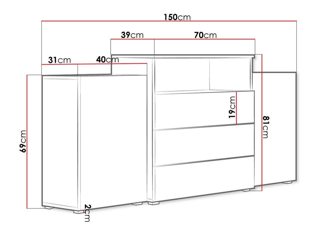Commode Sarasota 127 (Blanc + Blanc brillant)