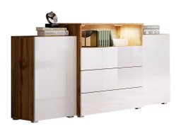 Commode Sarasota 127 (Chêne wotan + Blanc brillant)