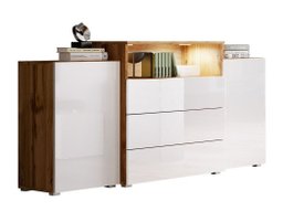 Commode Sarasota 127 (Chêne wotan + Blanc brillant)
