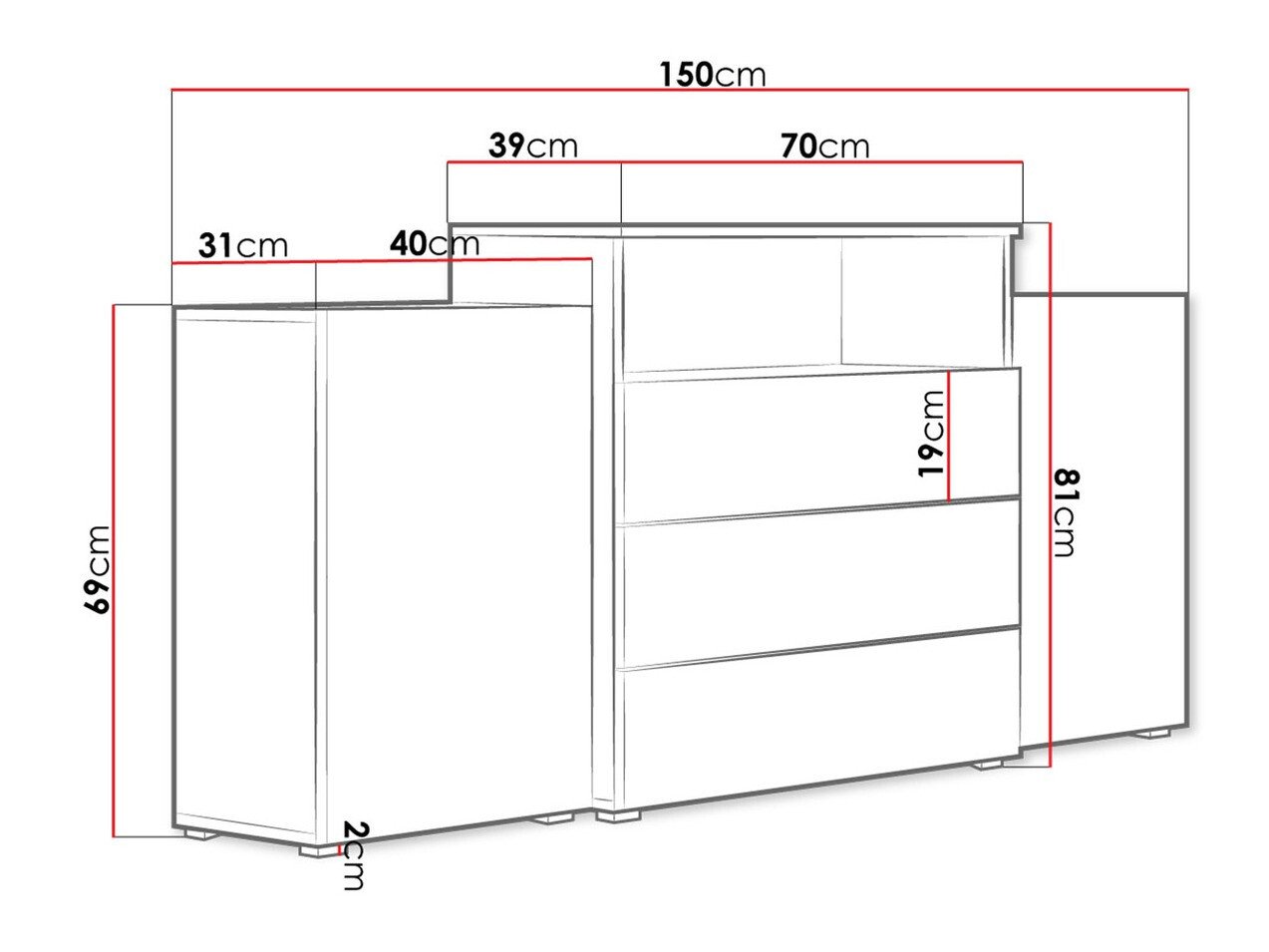 Commode Sarasota 127 (Chêne wotan)
