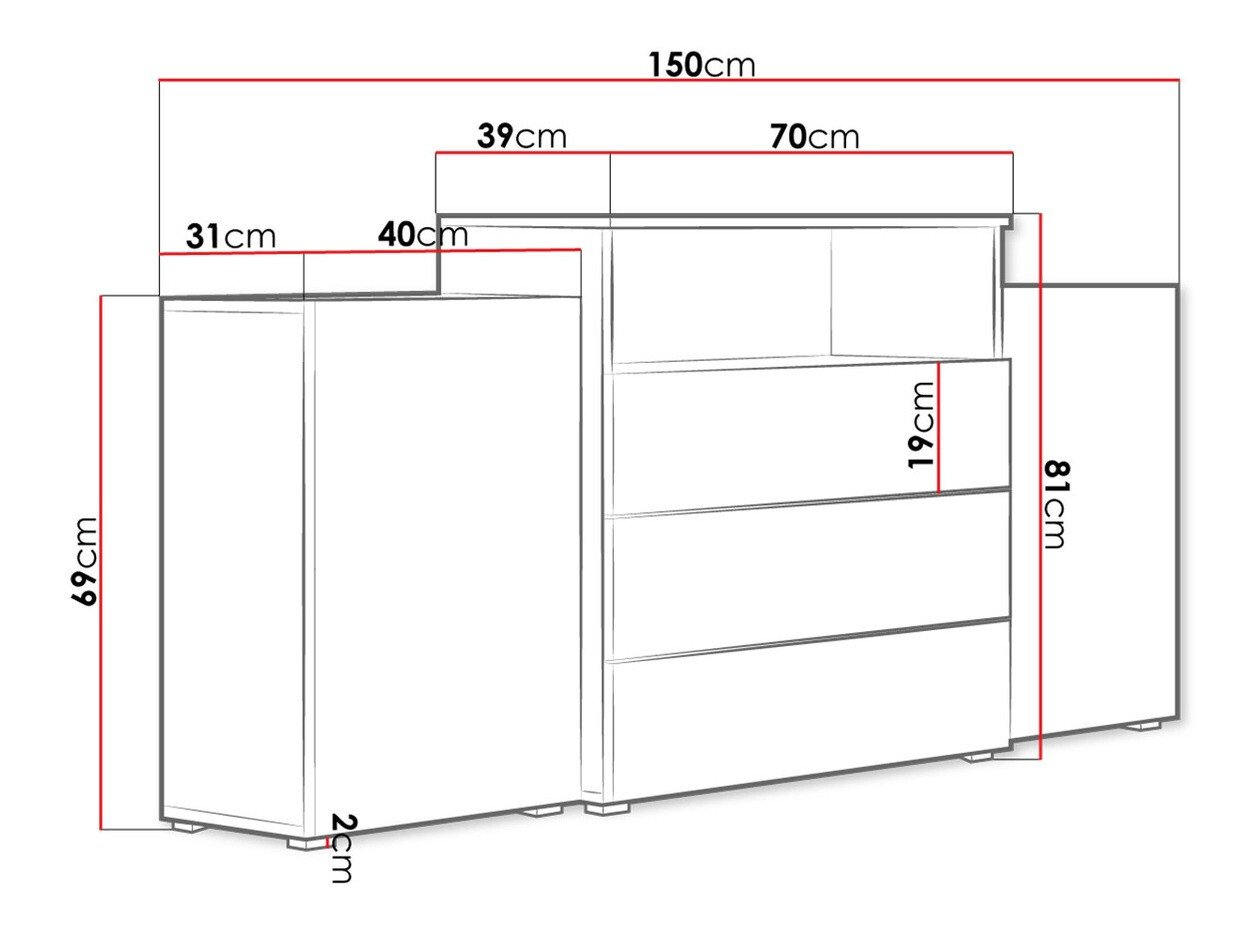 Commode Sarasota 127 (Chêne wotan)