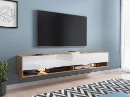 Meuble TV Sarasota 119 (Chêne wotan + Blanc brillant)