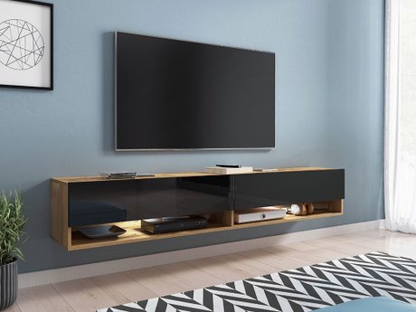 Meuble TV Sarasota 119 (Chêne wotan + Noir brillant)