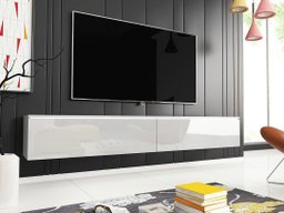 Meuble TV Sarasota 121 (Blanc + Blanc brillant)