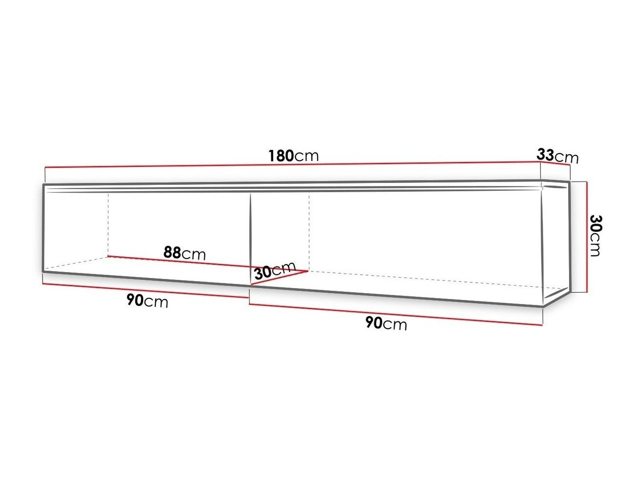 Meuble TV Sarasota 121 (Matera gris + Blanc brillant)