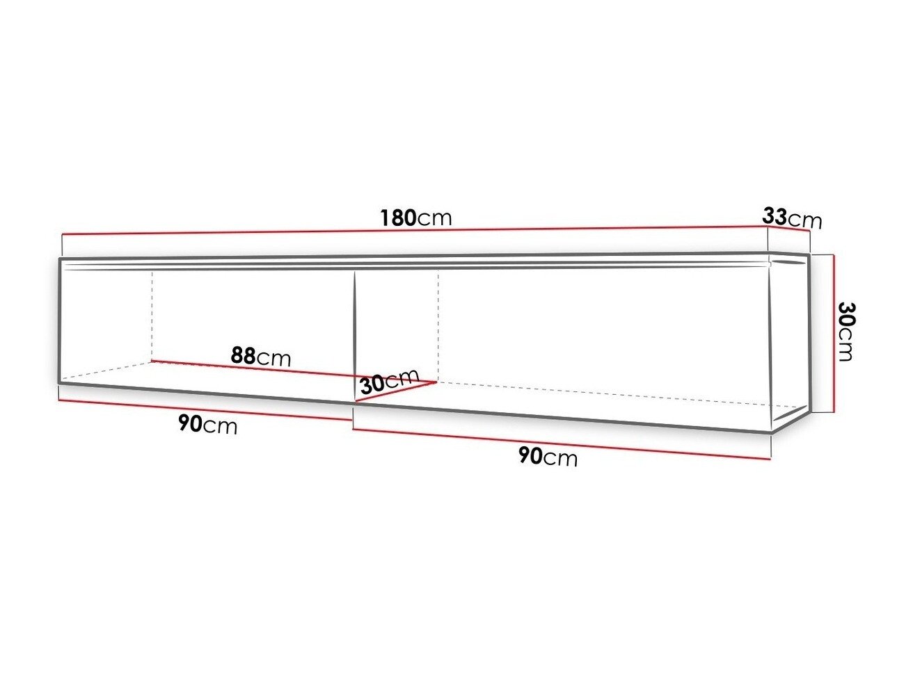 Meuble TV Scientia I (Blanc + Gris brillant)