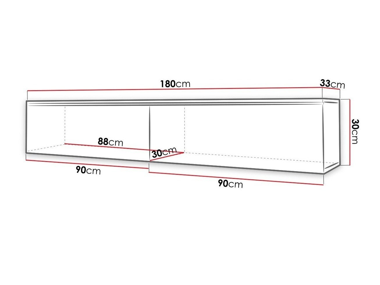 Meuble TV Scientia I (Blanc + Gris brillant)