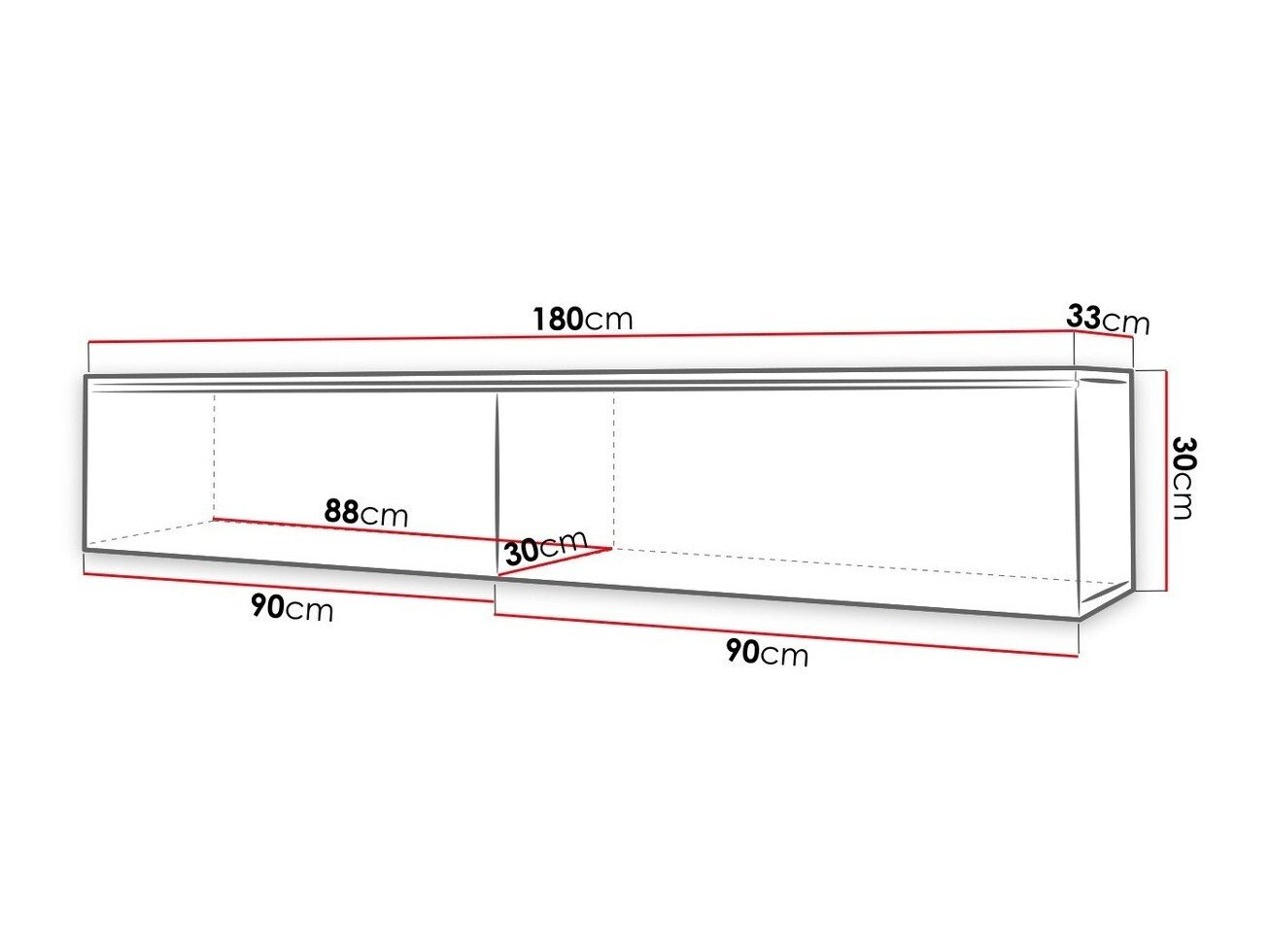 Meuble TV Scientia I (Chêne wotan + Noir brillant)