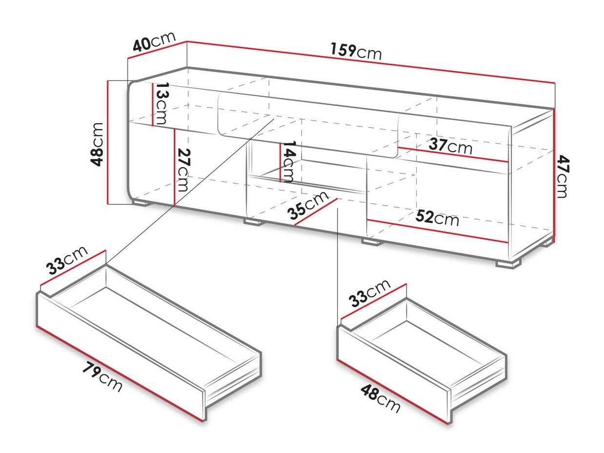Meuble TV Torsone 101 (Blanc + Blanc brillant + Chêne de san remo)