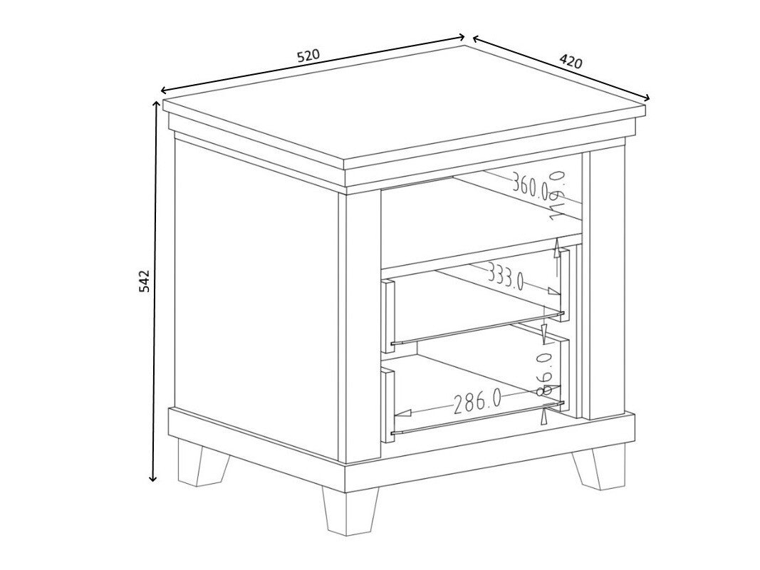 Table de chevet Tolnue 117 (Vert foncé + Chêne de Lefkas)