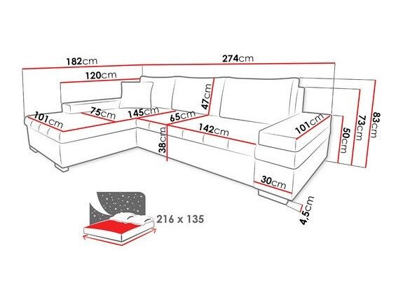 Canapé d'angle Comfivo Olivetum I (Soft 017 + Lux 06)