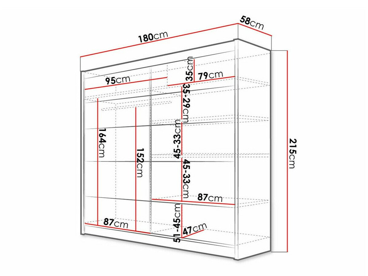 Armoire Closico 153 (Blanc + Noir)