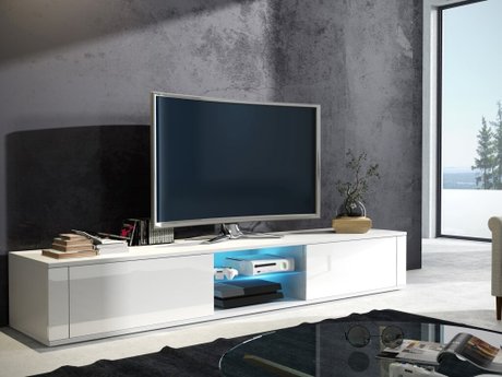 Meuble TV Gilroy 104 (Blanc + Blanc brillant)