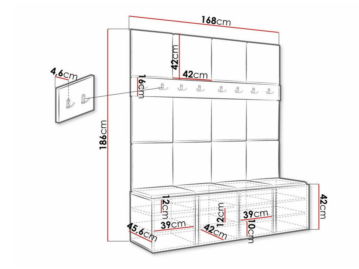 Meuble d'entrée Hartford 268 (Faux cuir Soft 017)