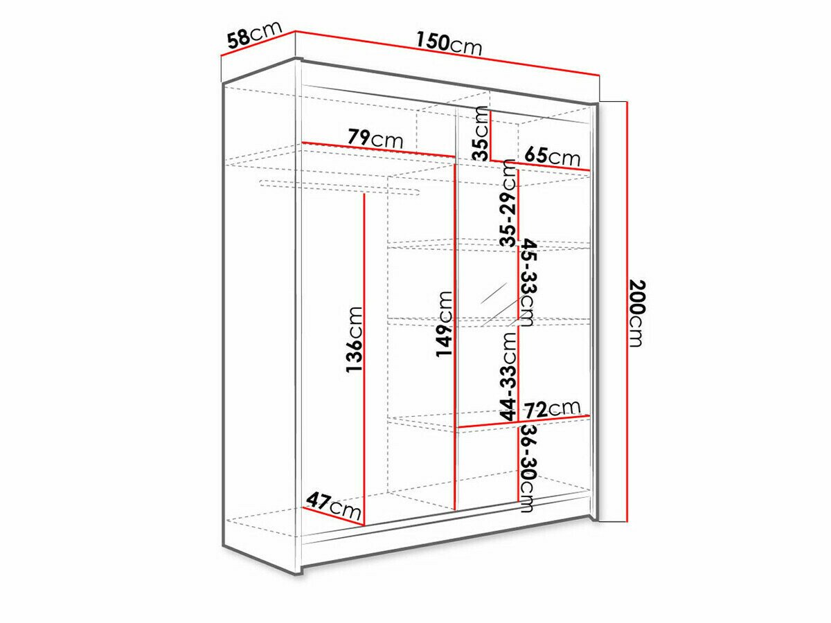 Armoire Closico 140 (Blanc + Noir)