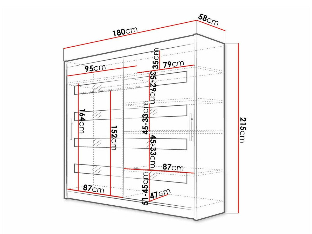 Armoire Closico Pallor XI (Noir + Blanc brillant)