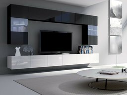 Ensemble de salon Tivdalu 105 (Blanc brillant + Noir brillant)