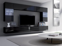 Ensemble de salon Tivdalu 105 (Noir + Noir brillant)