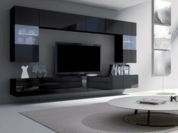 Ensemble de salon Tivdalu 105 (Noir + Noir brillant)