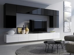 Ensemble de salon Tivdalu 135 (Noir + Noir brillant + Blanc + Blanc brillant)