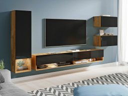 Ensemble de salon Sarasota 124 (Chêne wotan + Noir brillant)