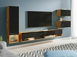 Ensemble de salon Sarasota 124 (Chêne wotan + Noir brillant)