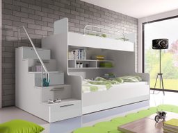 Lit superposé Salmere 111 (Blanc + Blanc brillant)