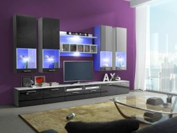 Ensemble de salon Caelum (Blanc + Noir brillant)