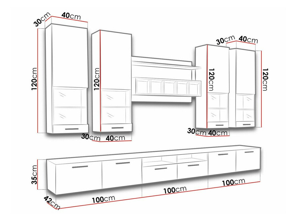 Ensemble de salon Nashville 107 (Blanc + Blanc brillant)