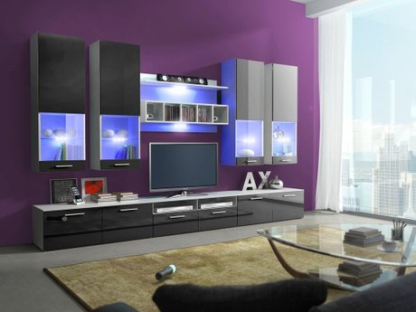 Ensemble de salon Nashville 107 (Blanc + Noir brillant)