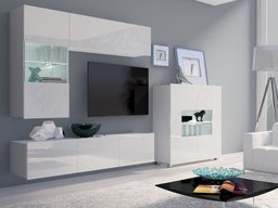 Ensemble de salon Tivdalu 107 (Blanc + Blanc brillant)