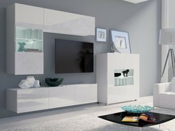 Ensemble de salon Tivdalu 107 (Blanc + Blanc brillant)