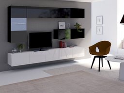 Ensemble de salon Tivdalu 108 (Blanc + Blanc brillant + Noir + Noir brillant)