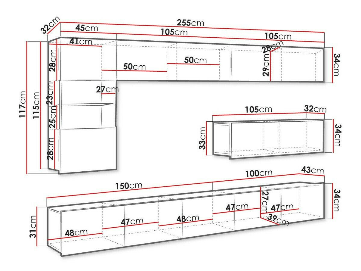 Ensemble de salon Tivdalu 108 (Blanc + Blanc brillant)